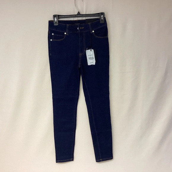 TAHARI jeans womens SZ 10 Jamie style roll cuff skinny dark navy denim legs de… - Picture 2 of 12